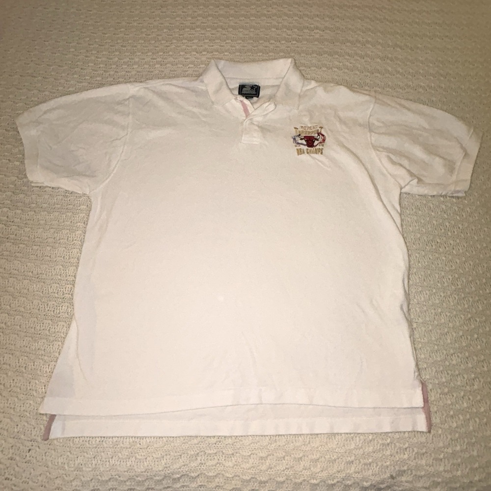 Rare Chicago Bulls Vintage Repeat Three Peat Embroided Starter Polo Men's XL